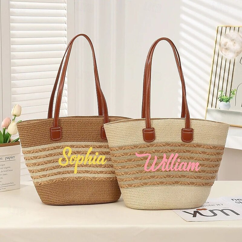 Personalized Beach Bag with Custom Name, Shoulder Tote for Women, Font & Color Options, Summer Gift for Mom, Wife, Girlfriend, Best Friend4