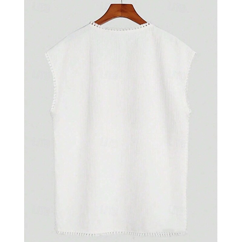 Men's Tank Top Vest Top Undershirt Sleeveless Shirt Sleeveless V Neck Summer Plain Fashion Designer Basic Tassel Vacation Street Going out Black White Top Tee for Men3