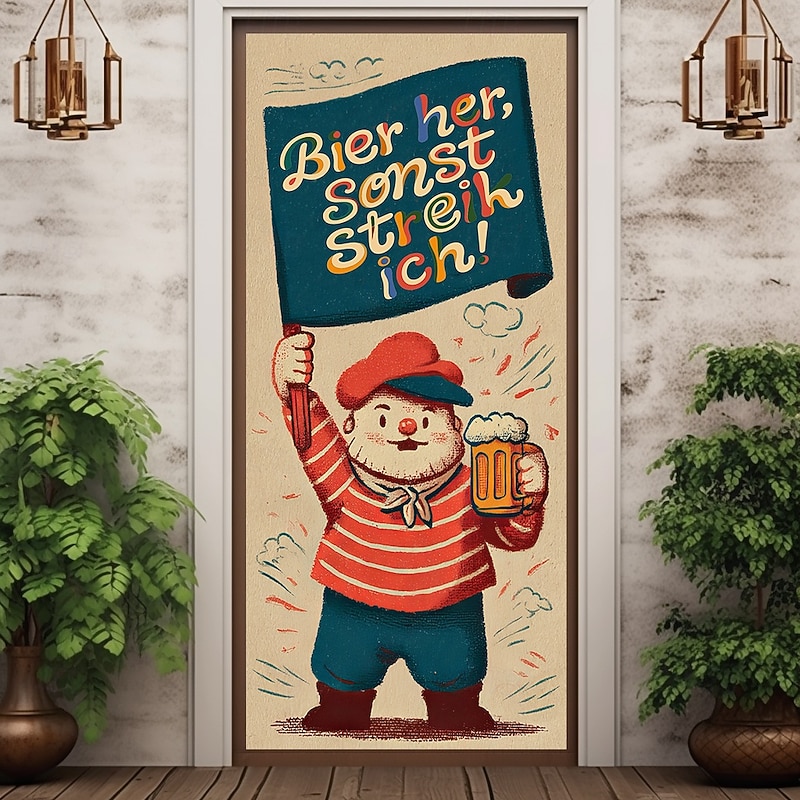 Oktoberfest Door Covers Door Tapestry Door Curtain Decoration Backdrop Door Banner for Front Door Farmhouse Holiday Party Indoor Outdoor Decor Supplies