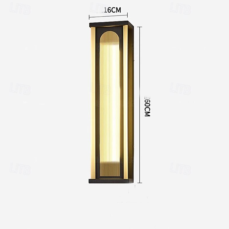 Outdoor LED Wall Light Waterproof IP65 Wall Mount Lighting Fixture Rectangular Black Elegant Acrylic Anti Rust Warm White 110-240V3