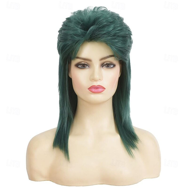 Women Mullet Wigs Curly Soft Heat Resistant Shoulder Length Hair 80s Rocker Cosplay Synthetic Wig Halloween Wigs4
