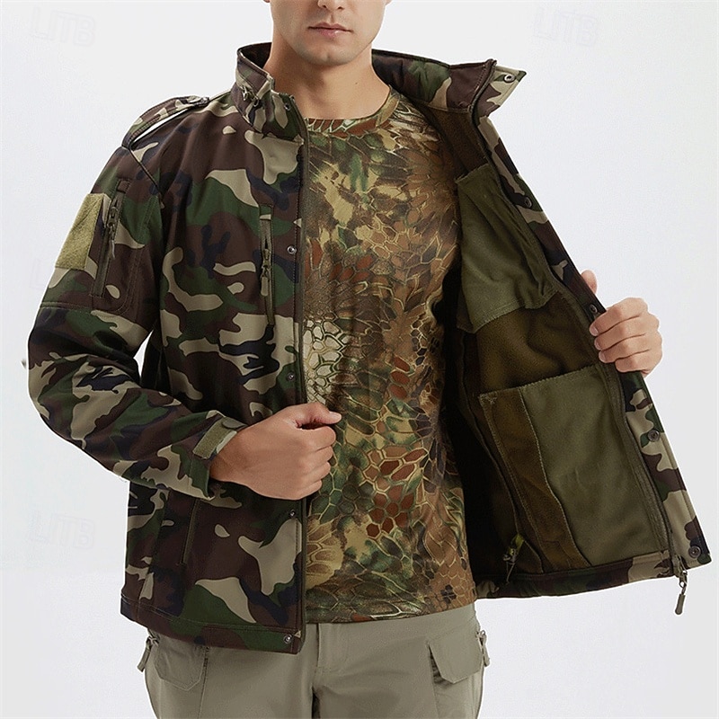 Men's Hiking Jacket Winter Coat Hiking Fleece Jacket Winter Outdoor Thermal Windproof Winter Fleece Jacket Black Yellow Army Green Camouflage2