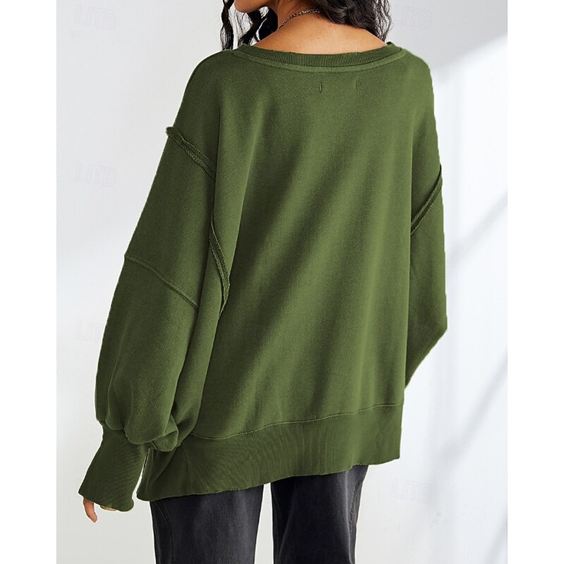 Women's Sweatshirt Track Top Pullover Split Long Sleeve Top Athleisure Fall Solid Colored Thermal Warm Wick Moisture Tennis Golf Running Sportswear Activewear Apricot Black Army Green4