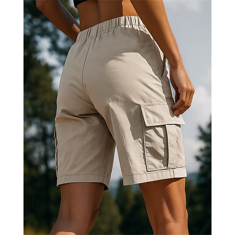 Women's Cargo Shorts Hiking Shorts Summer Outdoor Regular Fit Waterproof Quick Dry Lightweight Breathable Shorts Drawstring Elastic Waist Black Pink Camping / Hiking Golf Running S M L XL XXL2