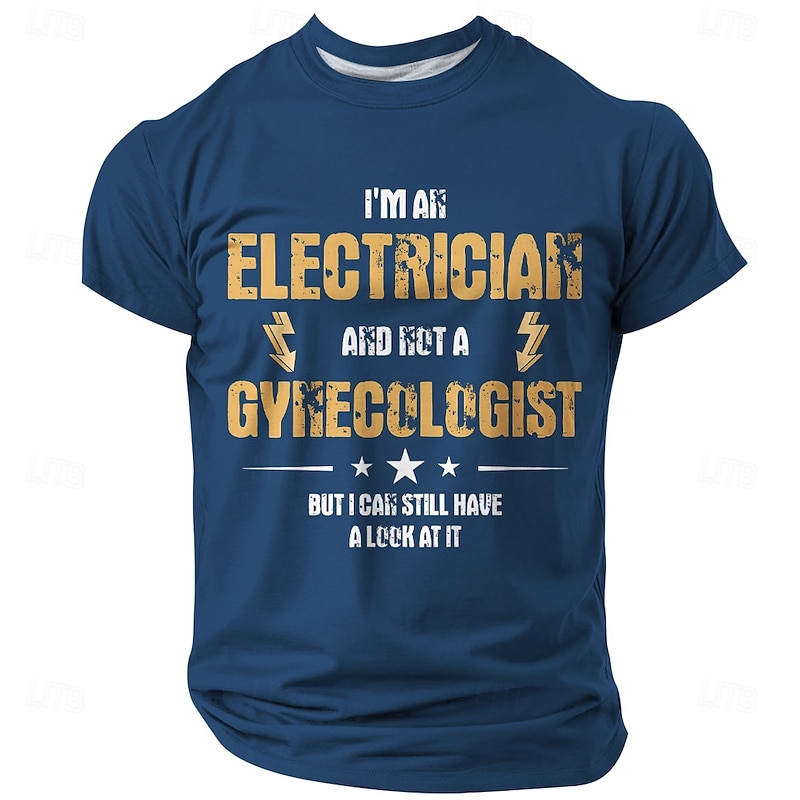 Men's Funny Electrician T-Shirt - 'Not A Gynecologist But I Can Look' Work Humor Graphic Tee2