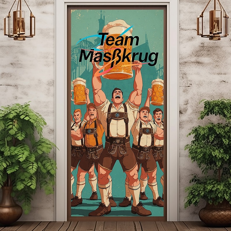 Oktoberfest  Door Covers Door Tapestry Door Curtain Decoration Backdrop Door Banner for Front Door Farmhouse Holiday Party Indoor Outdoor Decor Supplies