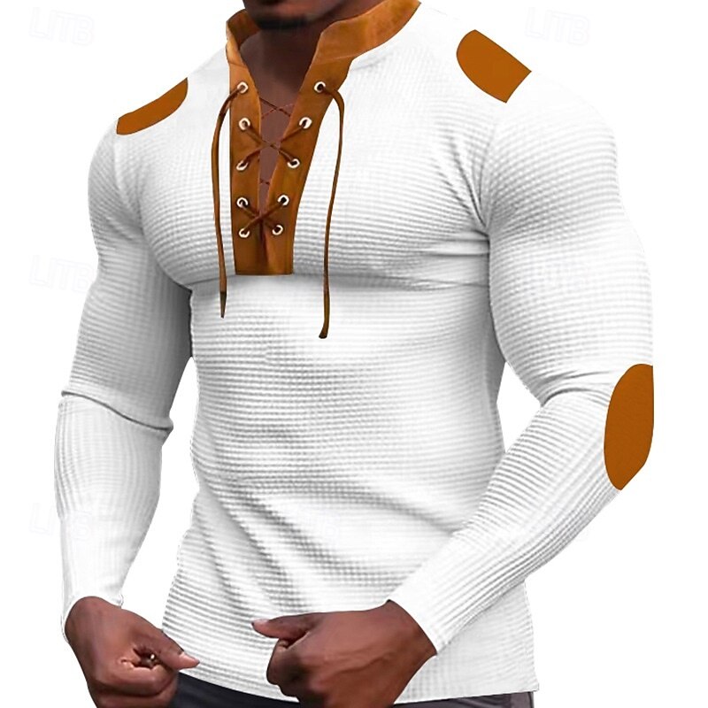 Men's Waffle Sweatshirt Black White Blue Khaki Light Grey Standing Collar Plain Drawstring Sports & Outdoor Casual Daily Streetwear Cool Sportswear Spring &  Fall Clothing Apparel Hoodies Sweatshirts2