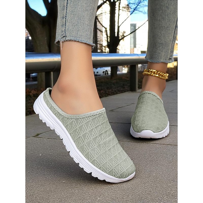 Women's Pink Mesh Walking Shoes – Lightweight Breathable Mule Sneakers for Outdoor Fitness, City Commutes and Casual Travel