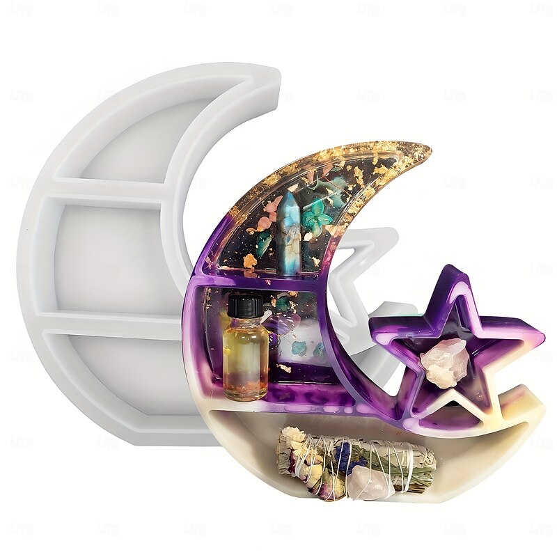 1pc Silicone Moon Star Shelf Mould Crescent Display Shelf Tray for DIY Jewellery Shelf Storage Rack Storage Box Crafts Home Decoration