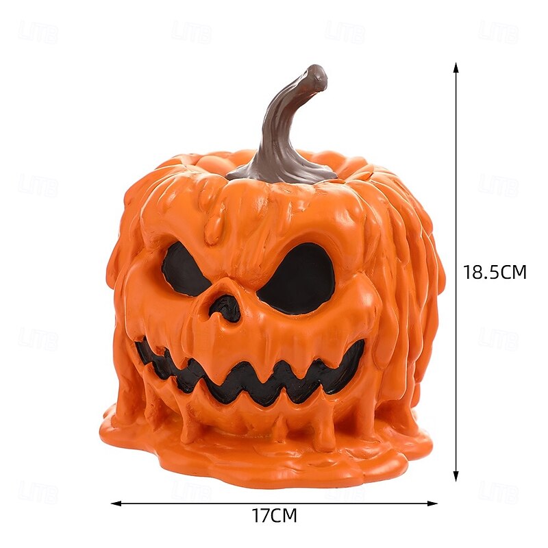 Halloween Pumpkin Head Resin Planter and Pen Holder, Minimalist Chinese Style Home Decoration Ornament for Desktop and Shelf Display3