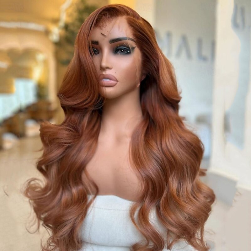 100% Unprocessed Virgin Hair 5x5 Closure Wigs Light Brown Colored  13x4 Lace Front Wig Free Part Brazilian Hair Wavy Human Hair Wig Glueless Pre-Plucked For Women2