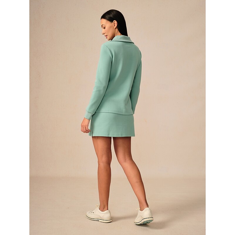 Women's Golf Pullover Sweatshirt Mint Green Long Sleeve Top Ladies Golf Attire Clothes Outfits Wear Apparel2