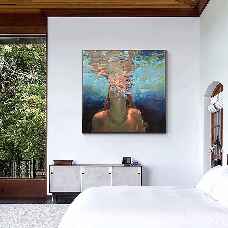 Handmade Oil Painting Canvas Wall Art Decoration Modern Portrait Person Swimmer for Home Decor Stretched Frame Hanging Painting/Rolled Frameless Unstretched Painting4