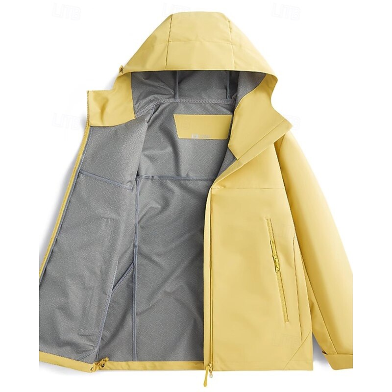 Women's Casual Jacket Hoodie Jacket Waterproof Warm Zipper Pocket Fashion Outdoor Plain Outdoor Going out Zipper Regular Hooded Regular Fit Long Sleeve Outerwear Black White Yellow Fall Winter