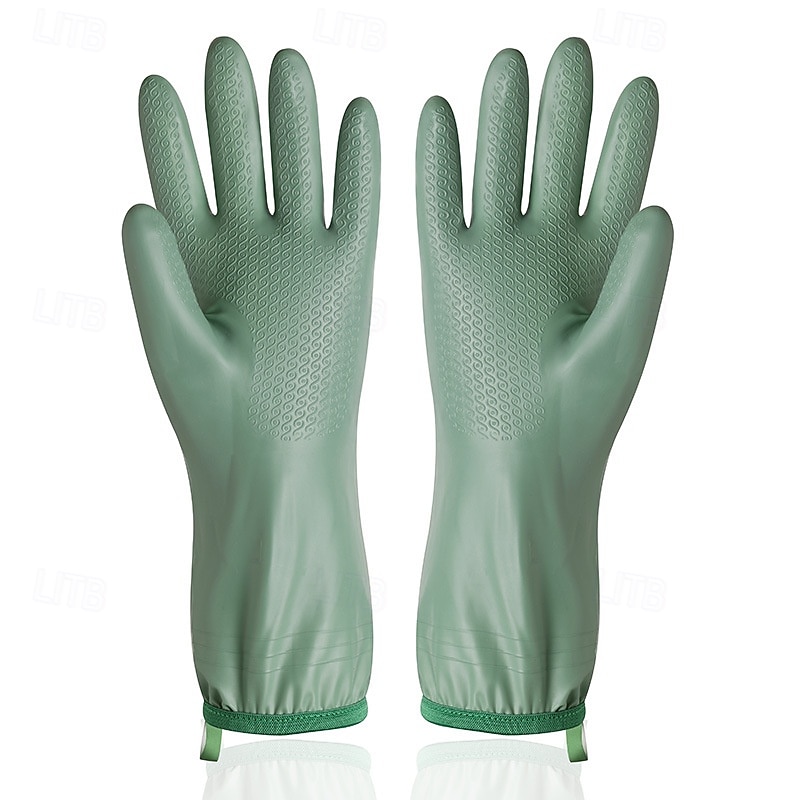 Waterproof Dishwashing Gloves for Kitchen Cleaning, Long Plush Rubber Gloves for Winter, Durable Household Chores Laundry Gloves4