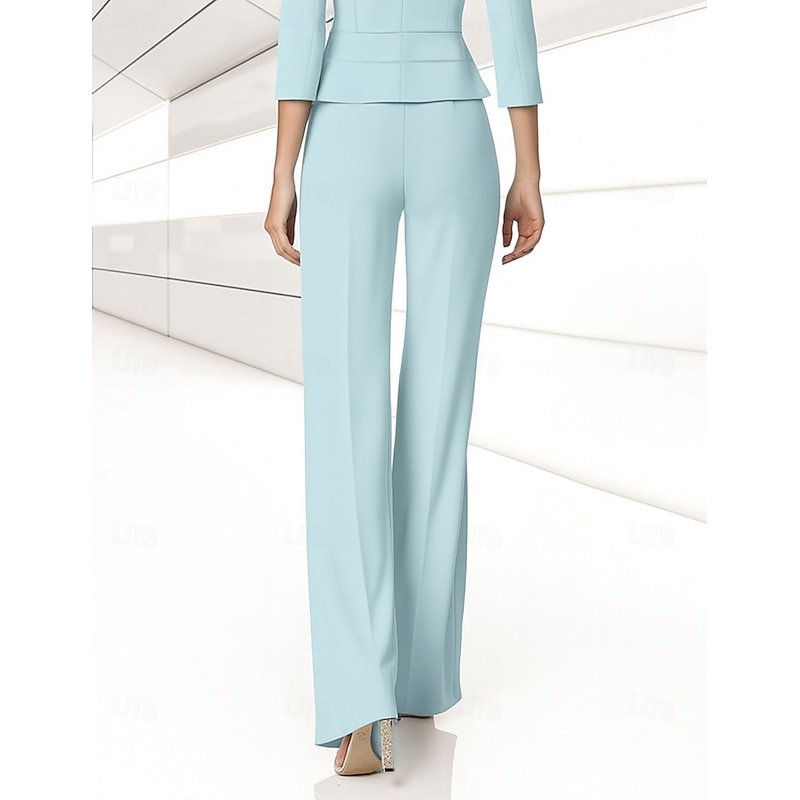 Women's Suit Pant Straight Fit Formal Wedding Guest Stretch Chiffon Elegant Floor Length Ankle Length Pant2
