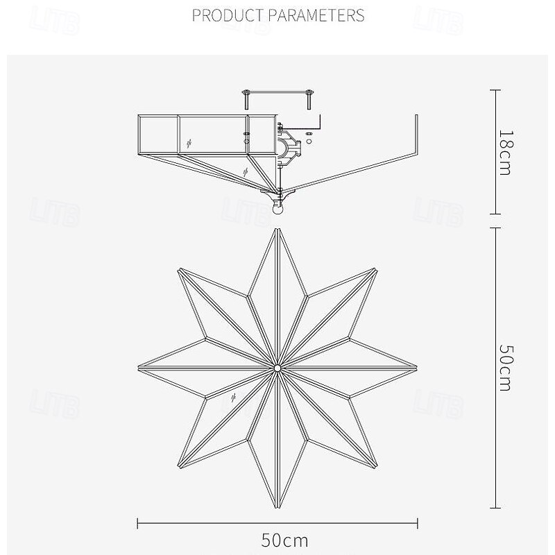 Modern 4-Light LED Ceiling Light Beveled Frosted Glass Flush Mount, Traditional Brass Star Close to Ceiling Lighting Fixture, Decorative Pendant Light for Living Room3