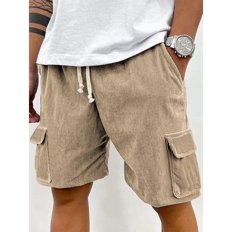 Men's Cargo Shorts Sweat Shorts Shorts Bermuda shorts Corduroy Shorts Drawstring Elastic Waist Multi Pocket Plain Comfort Sports Knee Length Outdoor Daily Running Classic Style Athleisure Black Pink4