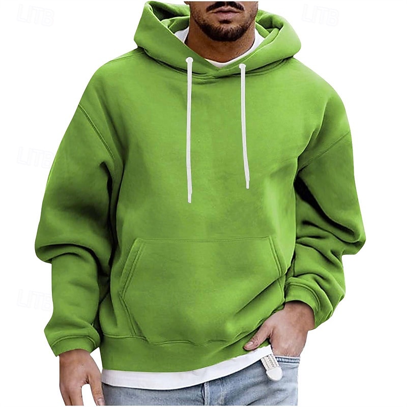 Men's Hoodie Black White Wine Blue Purple Hooded Plain Pocket Sports & Outdoor Daily Holiday Polyester Streetwear Basic Casual Spring Autumn / Fall Clothing Apparel Hoodies Sweatshirts