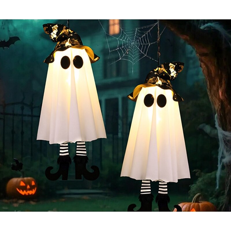 3 Pcs Halloween Hanging Lights High Heels Witch Fabric Ghost Luminous Decorative Light Courtyard Indoor Porch Tree Party Halloween Horror Atmosphere Decorative Light Three Button Batteries4