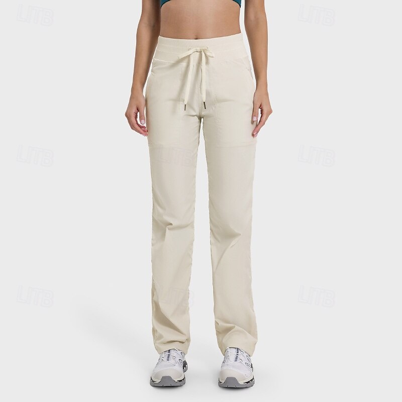 Women's Cargo Pants Slacks Casual Full Length Natural Plain Pocket Elastic Drawstring Design Comfy Outdoor Comfortable Outdoor Vacation carmine Dark-Gray Light Sky Blue Black Fall Regular Fit3