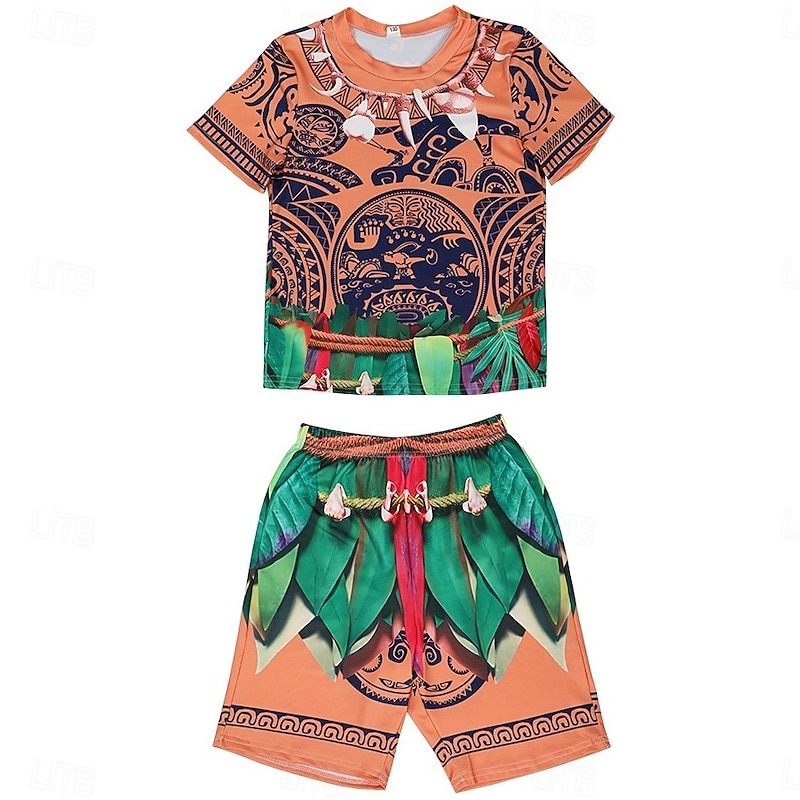 Moana Maui Outfits Costume T-shirt Adventure Movie Cosplay Movie Cosplay for Boys Kid's Halloween Carnival World Book Day Performance Educational Dress Up School Event Dress Up4