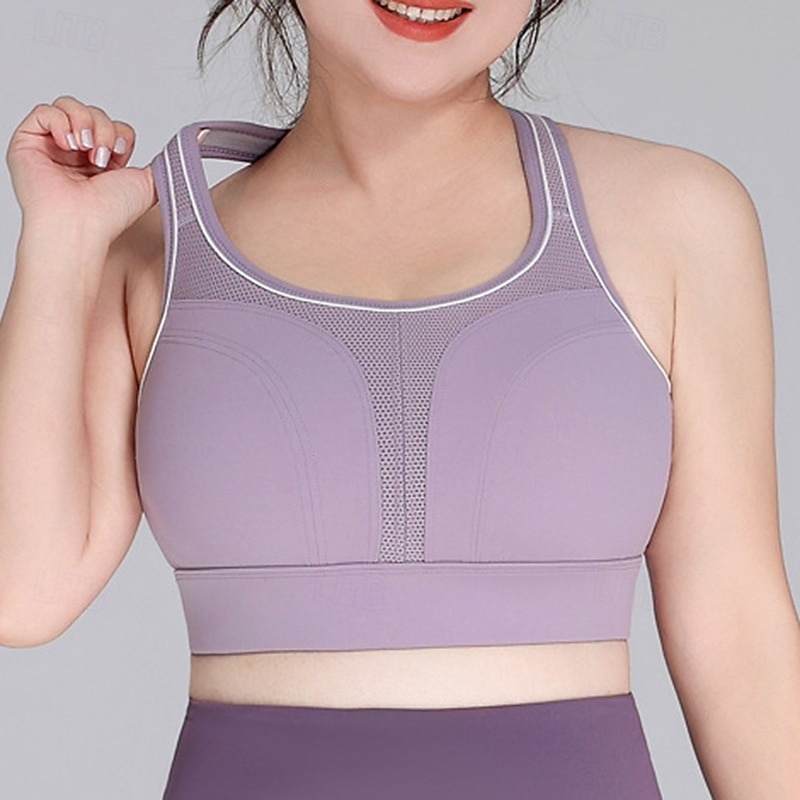 Women's Yoga Bra Sports Tank Top Pilates Bra Underwear High Impact High Supports Breathable Wireless Padded Solid / Plain Color Sport Activewear Black Blue Gym Pilates Running