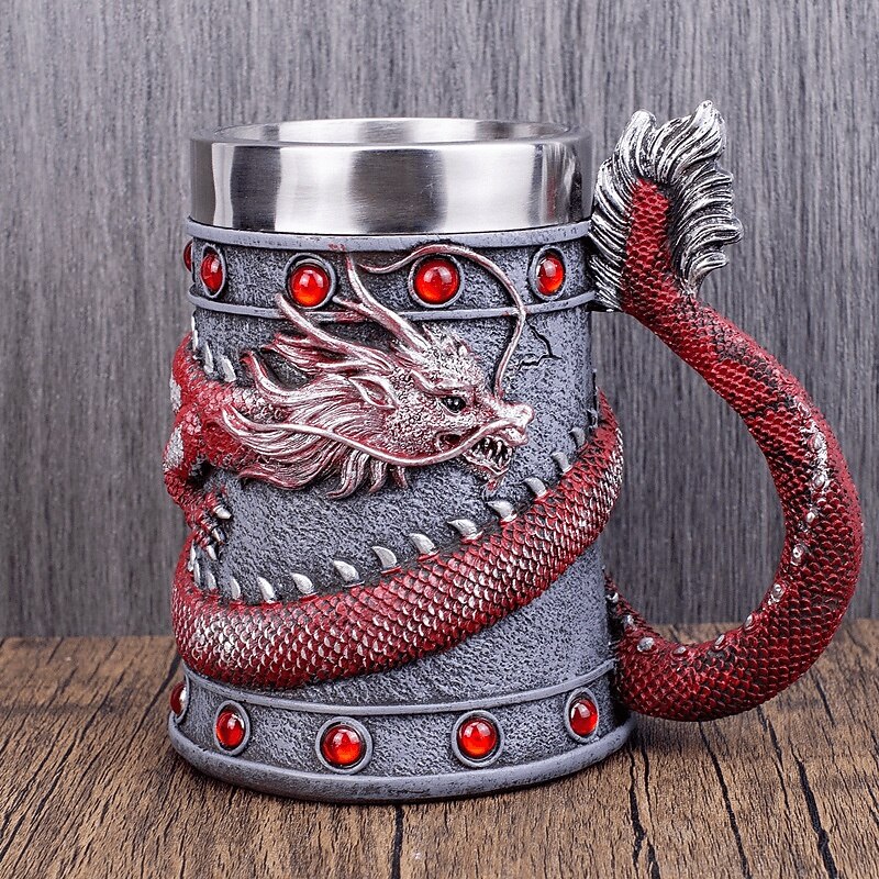 Vintage Chinese Dragon Beer Mug,Oktoberfest Gift Mug Loong Oriental Style Coffee Tankard with 3D Dragon Design, Large Capacity Creative Beer Stein for Men Gift4