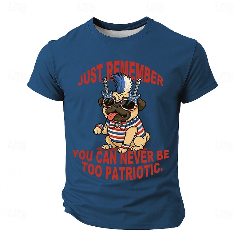 Patriotic T Shirts For Men Eagle T Shirt Short Sleeve T shirt 3D Print Crew Neck Shirt Fashion Daily Basic Street Casual Daily Black White Blue Summer Spring All Seasons Clothing Apparel S M L3