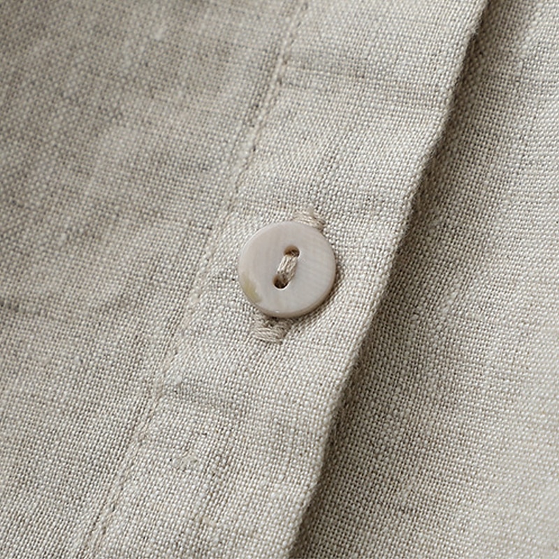 Women's Shirt Button Down Blouse Daily Retro Vintage Casual 3/4 Length Sleeve Crew Neck Regular Tops Work Daily Light Blue Forest Green Hemp White Summer Spring Fall4