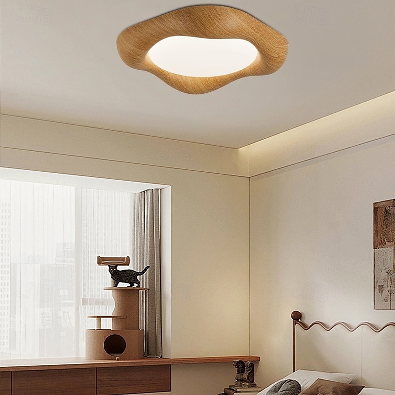 Mid-Century Modern Master Bedroom Ceiling Light, Japanese-American Retro Wood Grain