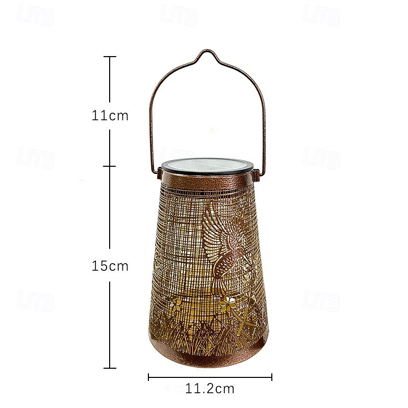 1 Pc outdoor waterproof solar butterfly hummingbird dragonfly hollow iron lantern courtyard garden lawn park tree hanging lamp projection lamp landscape viewing lights3