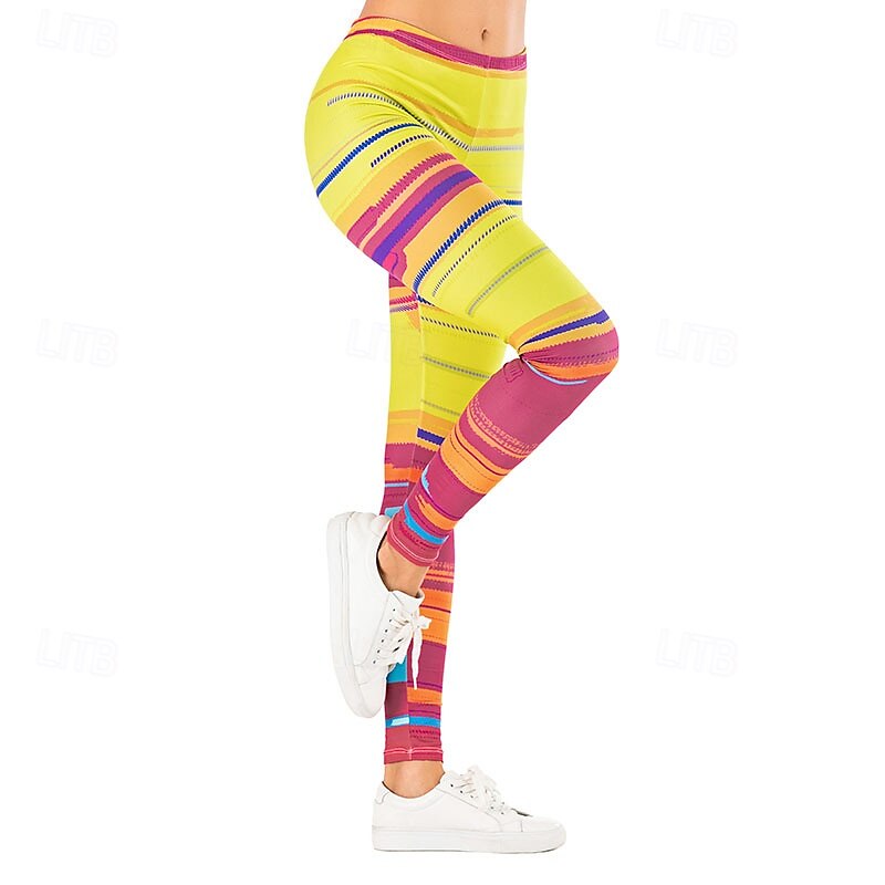 Women's Slacks Leggings Cozy Leggings Streetwear Casual Full Length Natural Floral Elastic Waist Print Comfy Outdoor Comfortable Outdoor Vacation Holiday Black Yellow Blue Green Fall Regular Fit2