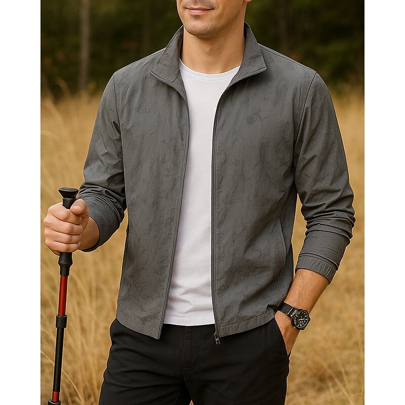 Men's Outdoor Jacket Hiking Jacket Outdoor Waterproof Sun Protection Breathable Quick Dry Hiking Outfits Hiking Clothes Spring Autumn / Fall Jacket Tennis Golf Running Camo Dark Grey Black White