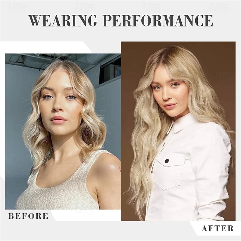 22 Inch Clip In Hair Extensions 7 PCS Long Wavy Synthetic Hair Extension & Natural Soft Invisible Clip Thick Hairpieces for Women Daily4