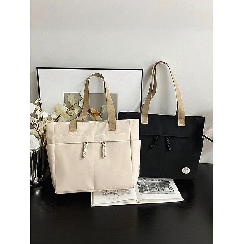 Women's Large Capacity Canvas Tote Bag with Multiple Pockets – Casual Lightweight Shoulder Bag for Work, School, Travel and Daily Use2