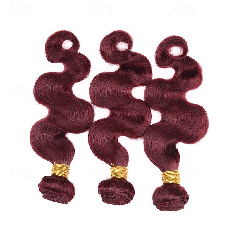 99J# Burgundy Color Human Hair 3 Bundles Of Human Hair Body Wave Human Hair Human Hair Extensions 12-24 inch4