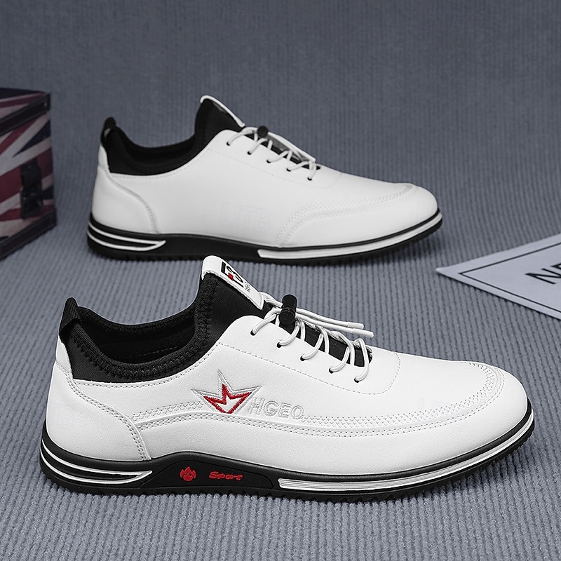 Men's White Lace-Up Sneakers with Red Detailing - Stylish and Durable, Perfect for Casual Outings, Sports and Everyday Wear2