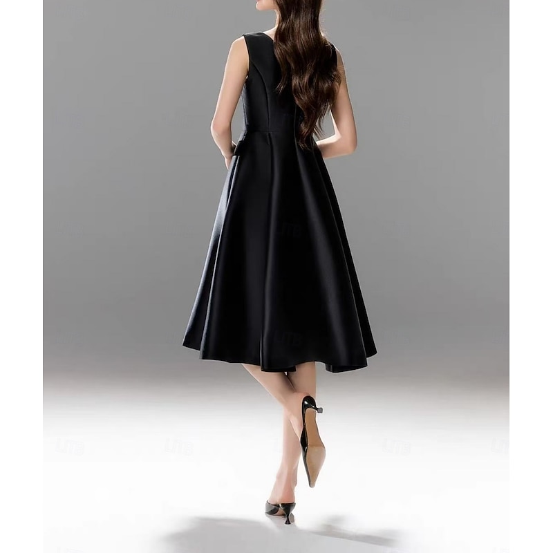 A-Line Homecoming Dresses Party Dress Graduation Party Wear Knee Length Sleeveless V Neck Pocket Cotton V Back with Pocket2