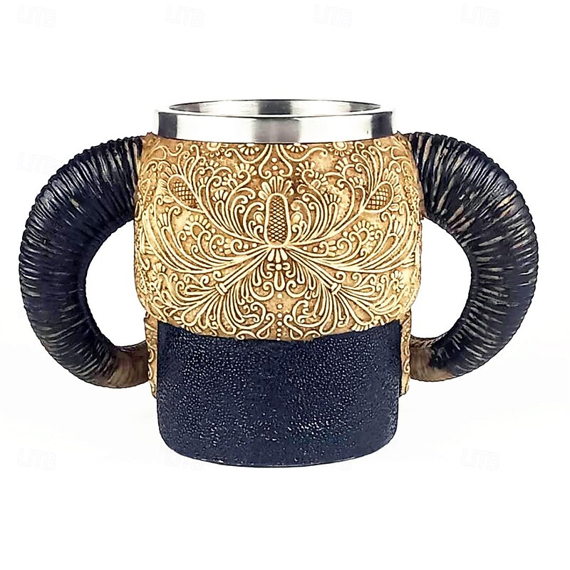 Halloween Skull Mug Devil Ram Horn Skull Beer Stein Creative 3D Stainless Steel Beer Mug, Large Capacity Halloween Drinkware, Perfect for Parties & Collectors2