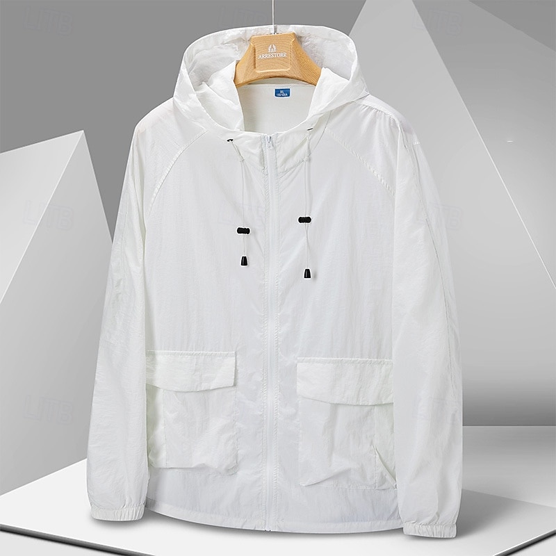 Men's Women's Unisex Running Jacket Outdoor Jacket Cargo Jacket Pocket Full Zip Long Sleeve Outerwear Athletic Solid Colored Sun Protection Quick Dry Lightweight UV Cooling Tennis Golf Running3