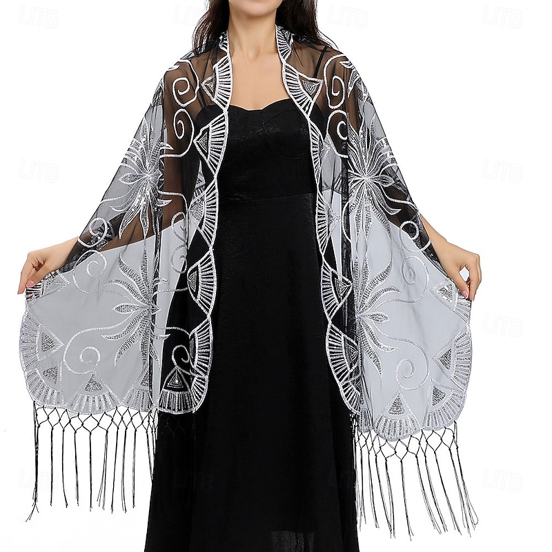 Women's Wrap Elegant Sleeveless Lace Wedding Wraps With Sequin For Wedding Summer