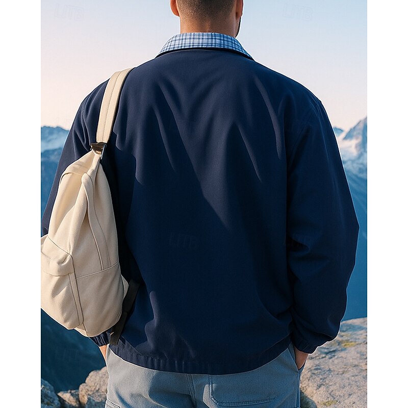 Men's Outdoor Jacket Hiking Jacket Outdoor Sun Protection Breathable Quick Dry Lightweight Hiking Outfits Hiking Clothes Spring Autumn / Fall Jacket Tennis Golf Running Solid Color Yellow Navy Blue4