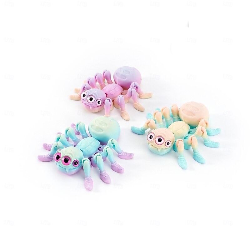 Halloween 3D Printed Spider Figurine, Large Poseable Spider Toy with Movable Joints, Retractable Articulated Animal Model for Halloween Decoration or Prank Props4