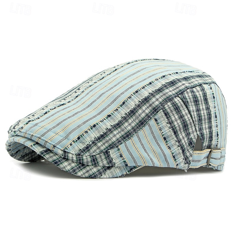 Men's Flat Cap Ascot Hat Newsboy Hat Black Red Cotton Fashion Casual Street Daily Plaid Adjustable Sunscreen Breathable3