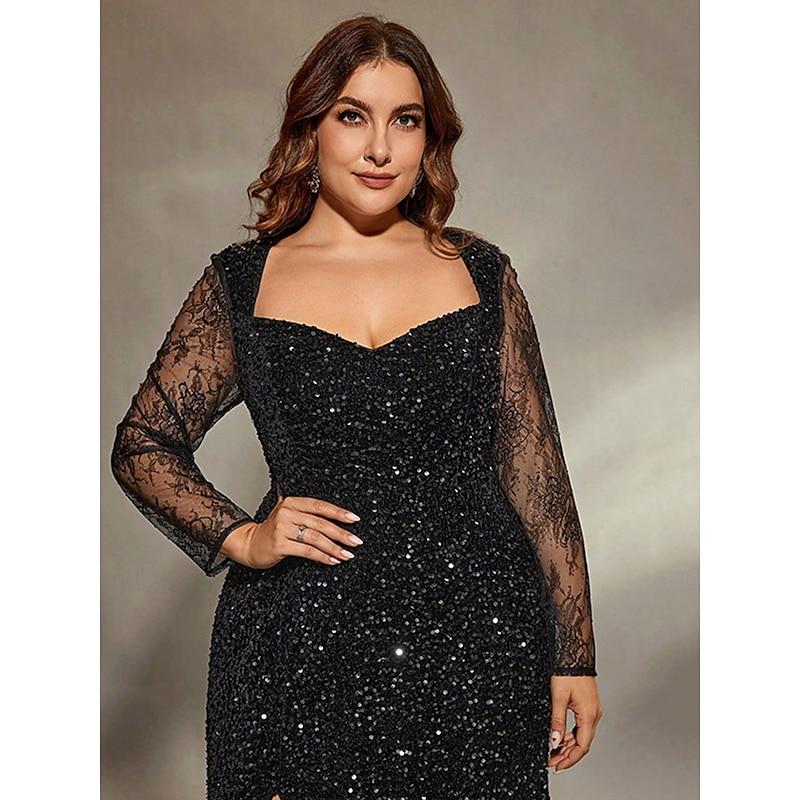 Mermaid / Trumpet Evening Gown Elegant Dress Formal Wedding Floor Length Long Sleeve Sweetheart Tulle with Slit2