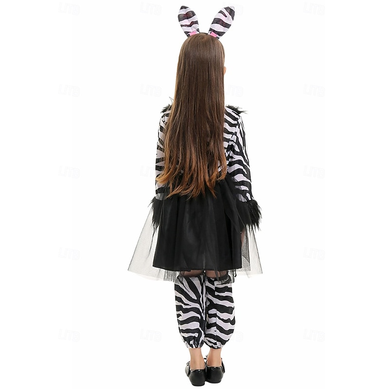 Zebra Halloween Dress Kigurumi Pajamas Tutu Fairy Tail Animal Cosplay Kid's Boys' Girls' Halloween Carnival World Book Day Performance Educational Dress Up School Event Dress Up Easy Halloween2