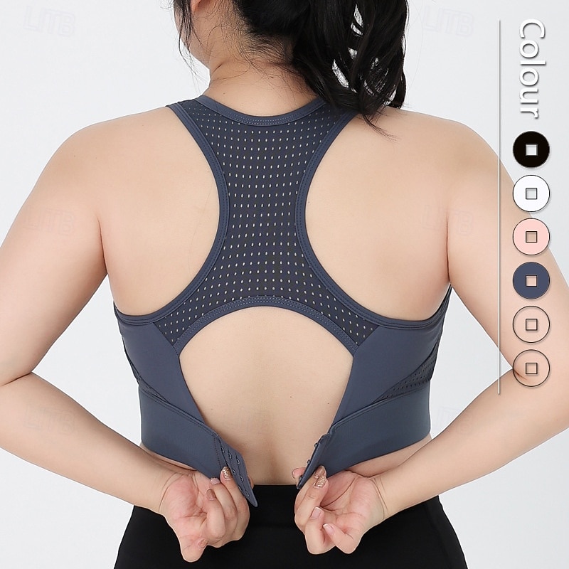 Women's Yoga Bra Sports Tank Top Pilates Bra Underwear High Impact High Supports Breathable Wireless Padded Solid / Plain Color Sport Activewear Black Pink Gym Pilates Running