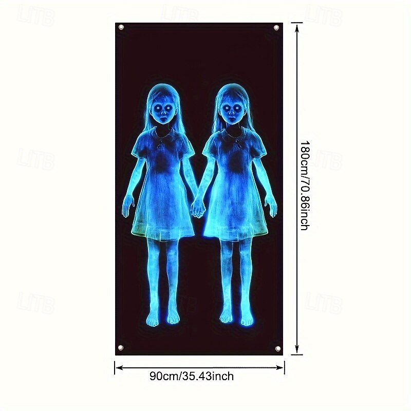 2D Door Banner 1pc 2D/Flat Polyester Zombie Horror Gothic Haunted House Decor Halloween Door Cover Hanging Banner Home Indoor Outdoor Party Decorations Halloween decorations Entrance Room Garden3