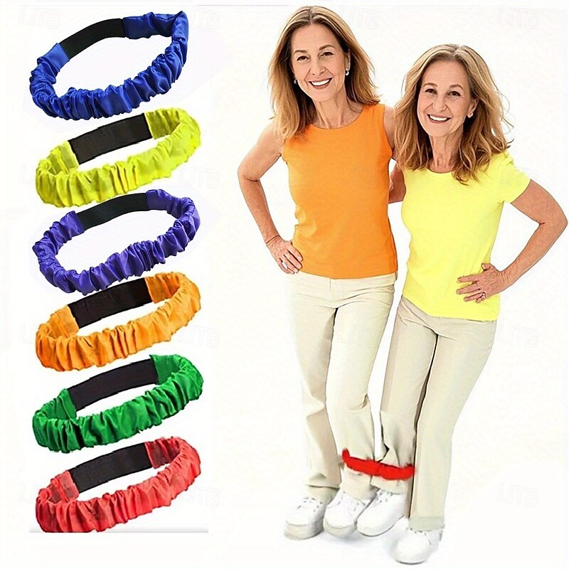 6pcs Double-Ended Three-Legged Race Straps Elastic Leg Ties Two Material Options Available Team Building Game for Multiple Players Fun Outdoor Party Activity Footwear Accessories